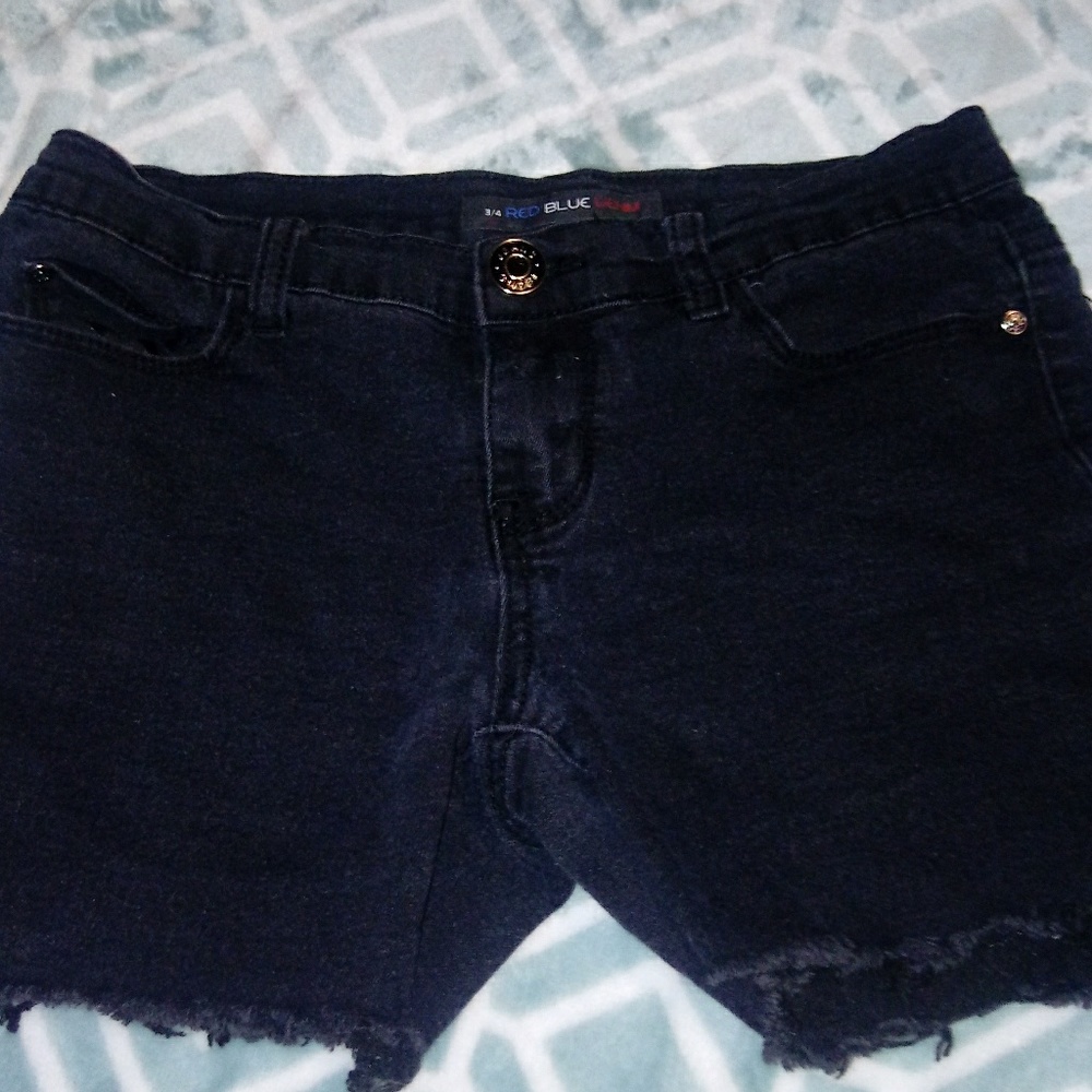 Black denim shorts